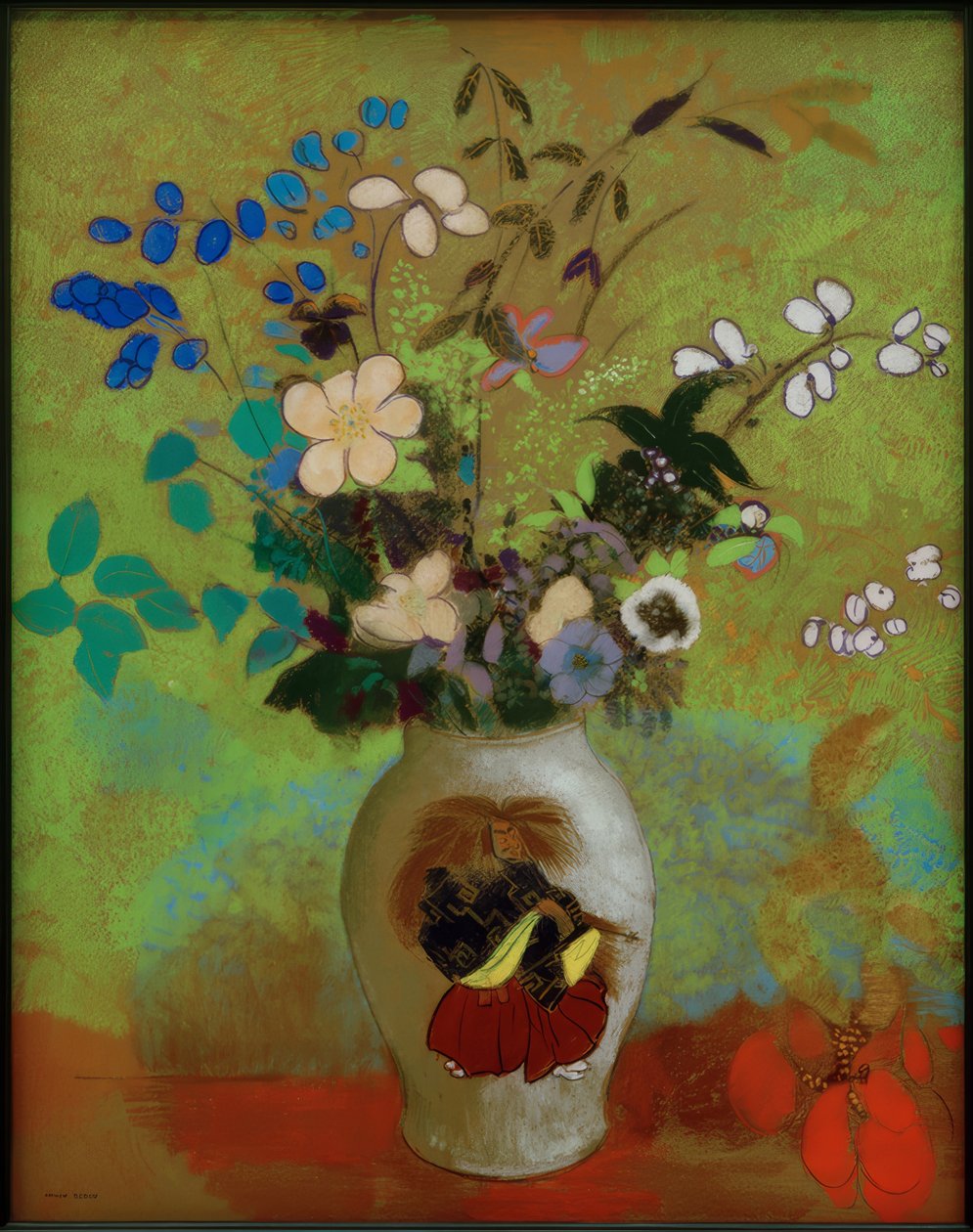 Vase med en japansk kriger av Odilon Redon
