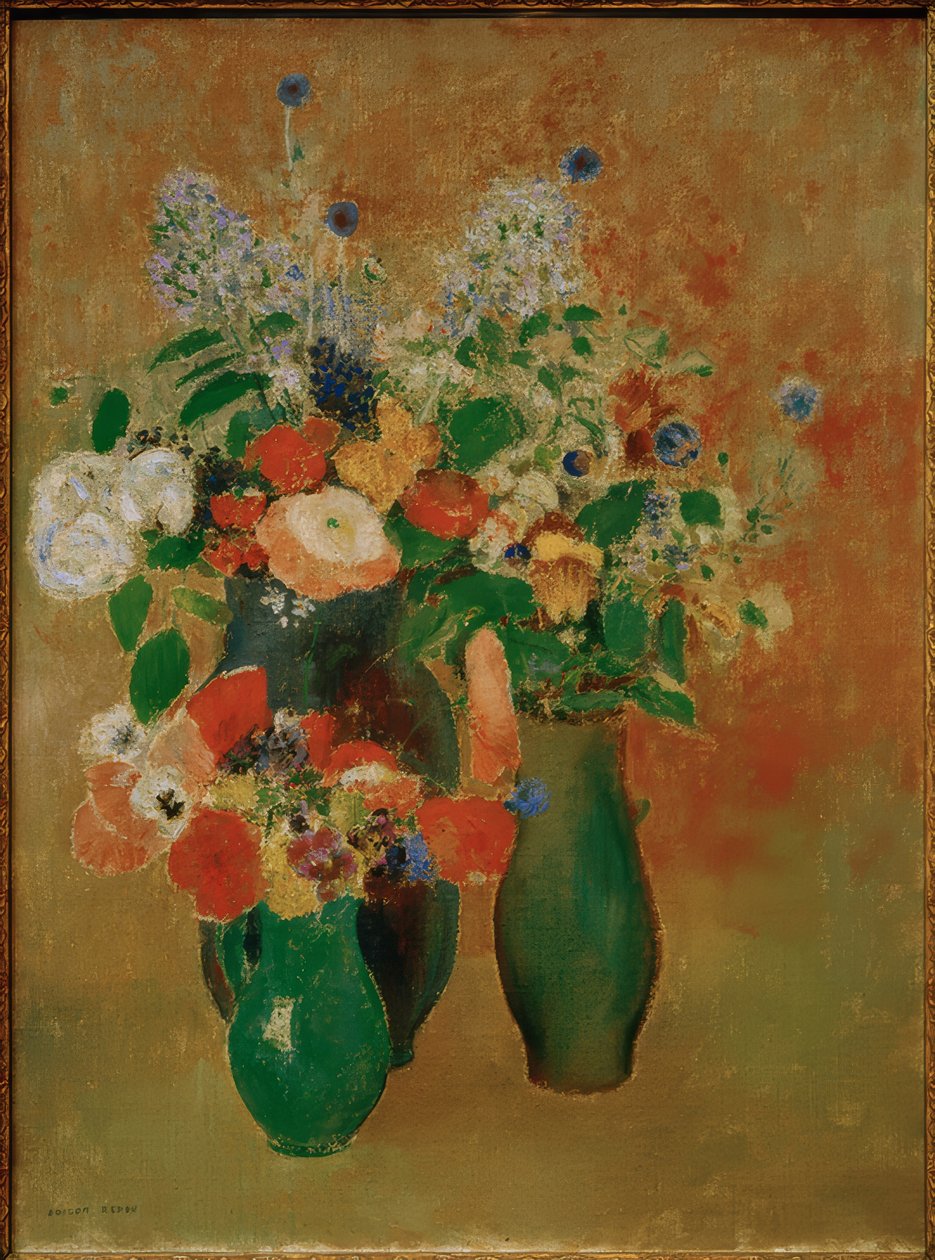 Bukett / stilleben av blomster av Odilon Redon