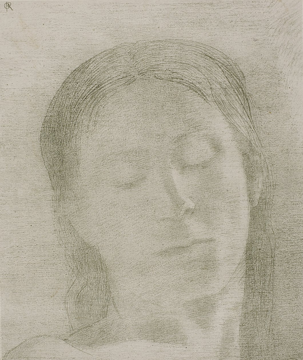 Lukkede øyne, 1890 av Odilon Redon