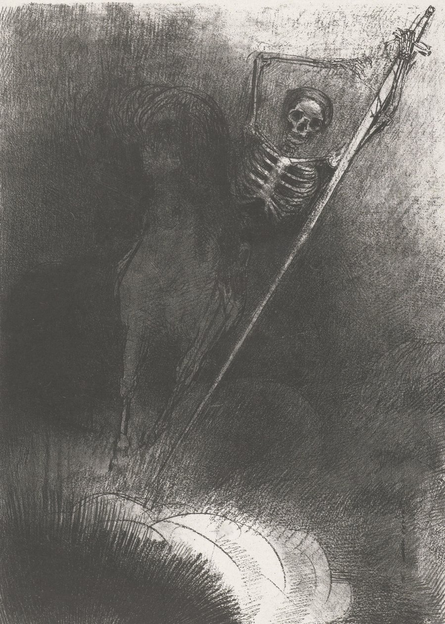 Døden på en hest, 1899 (trykk) av Odilon Redon
