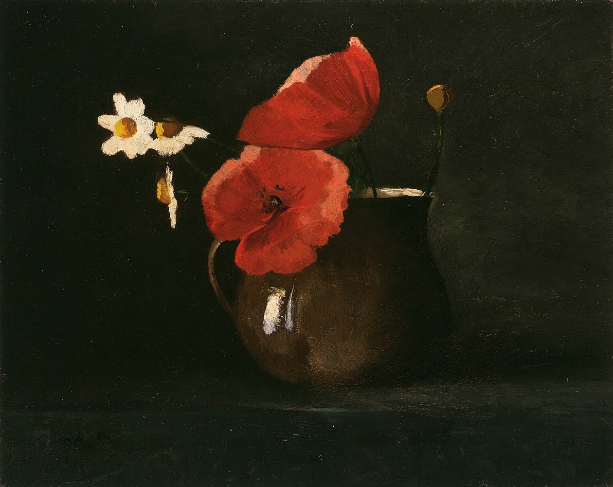 Blomster: Valmuer og tusenfryd, ca. 1867. av Odilon Redon
