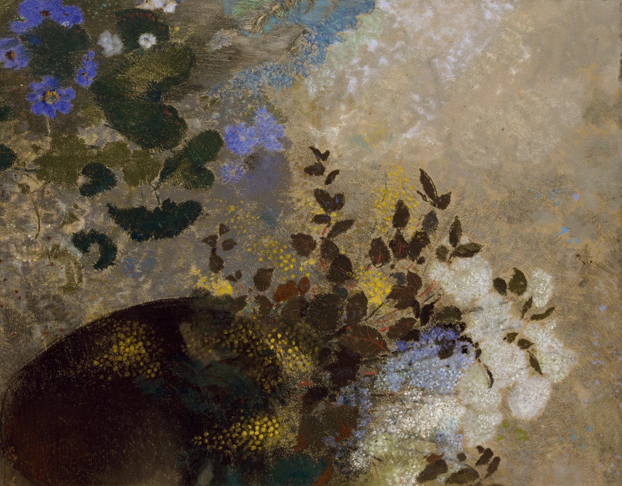 Blomster i en svart vase, ca. 1909-10 av Odilon Redon
