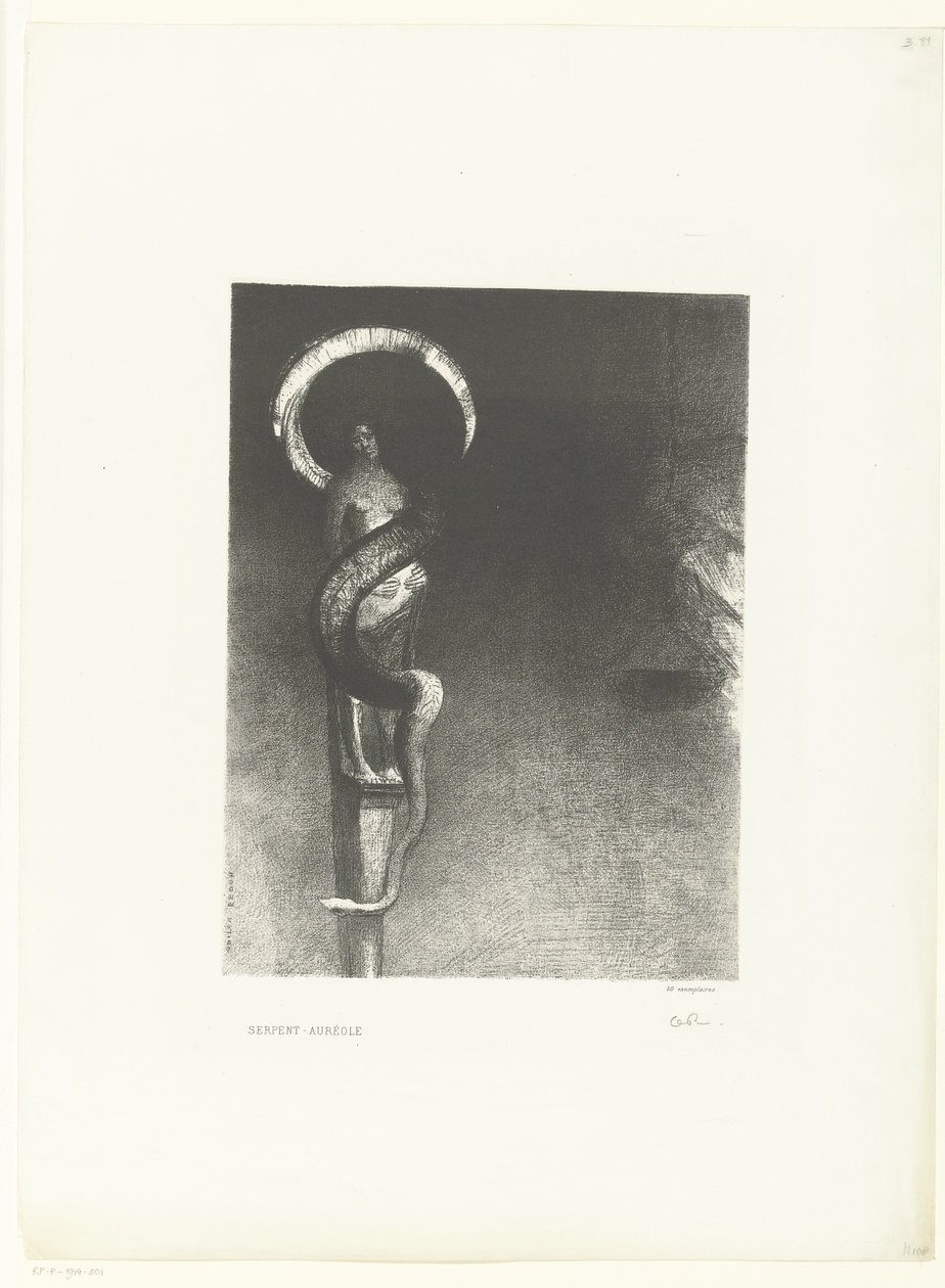 Slangenaureool Serpent-Aureole (tittel på objekt) av Odilon Redon