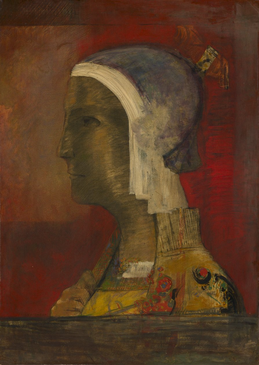 Symbolsk hode, ca. 1890. av Odilon Redon
