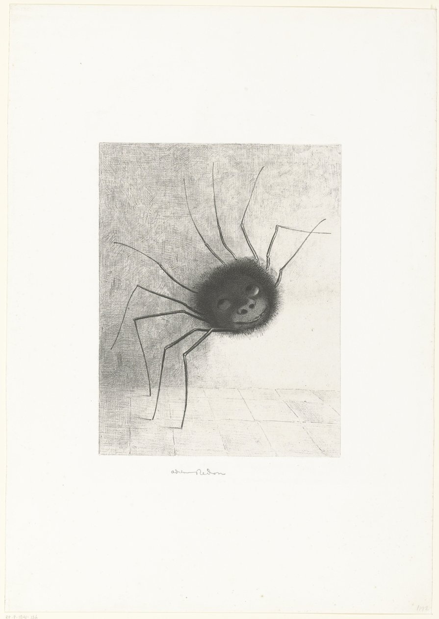 Edderkoppen, 1887 (trykk) av Odilon Redon