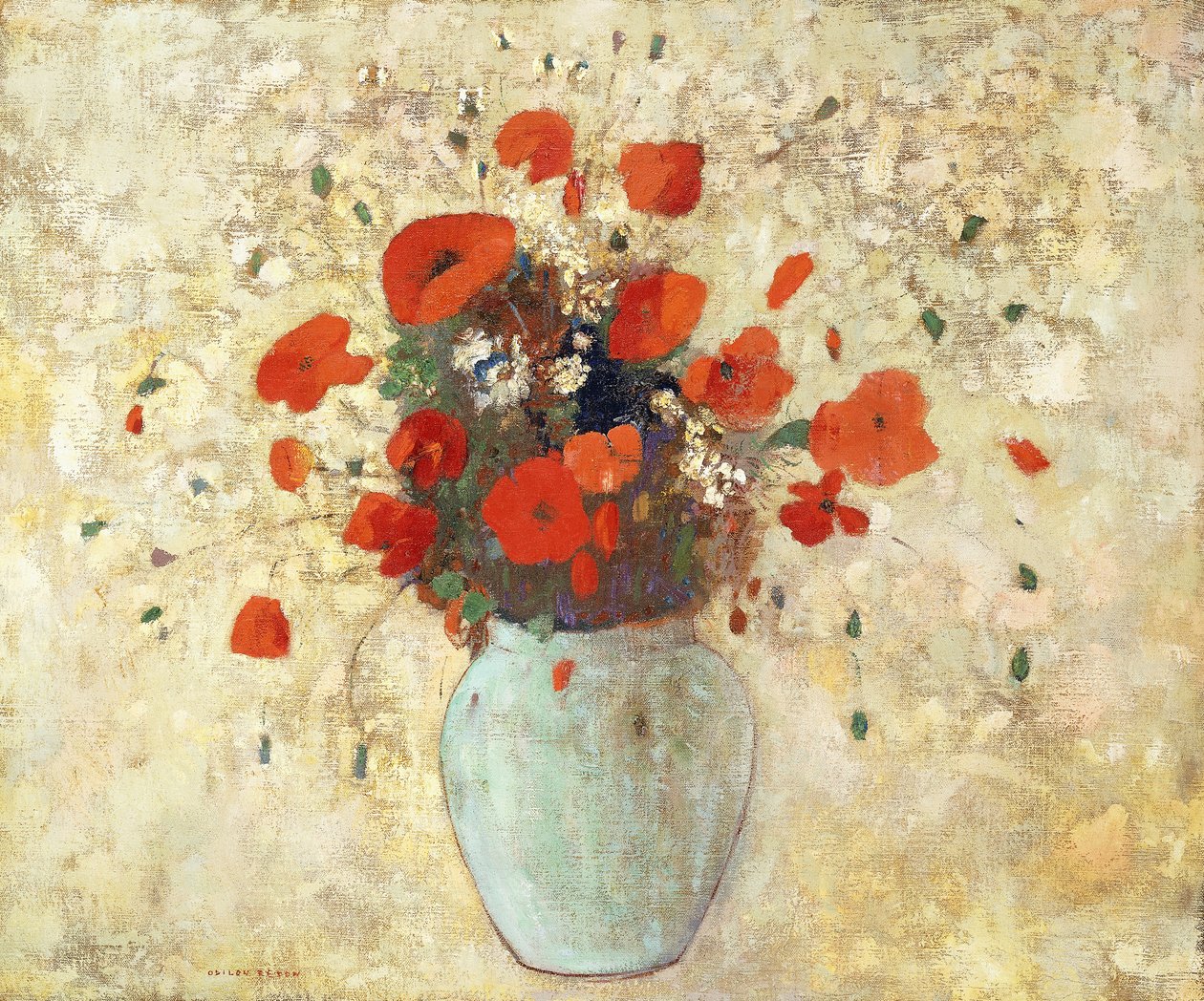 Vase med valmuer; Vase av valmuer, 1905-09 av Odilon Redon