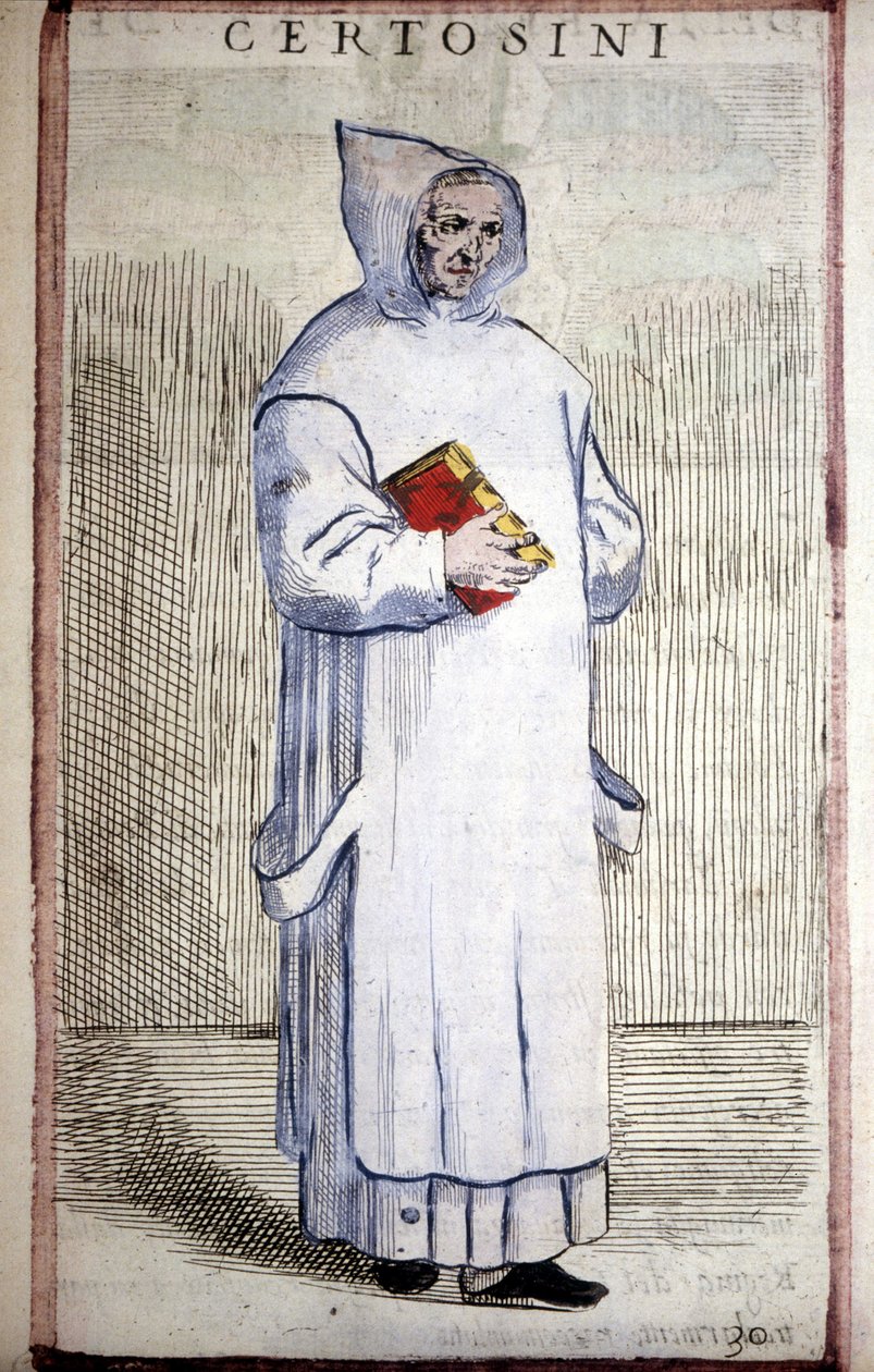 Religiøs orden: karteusisk. 1500-talls gravering. av Odoardo Fialetti
