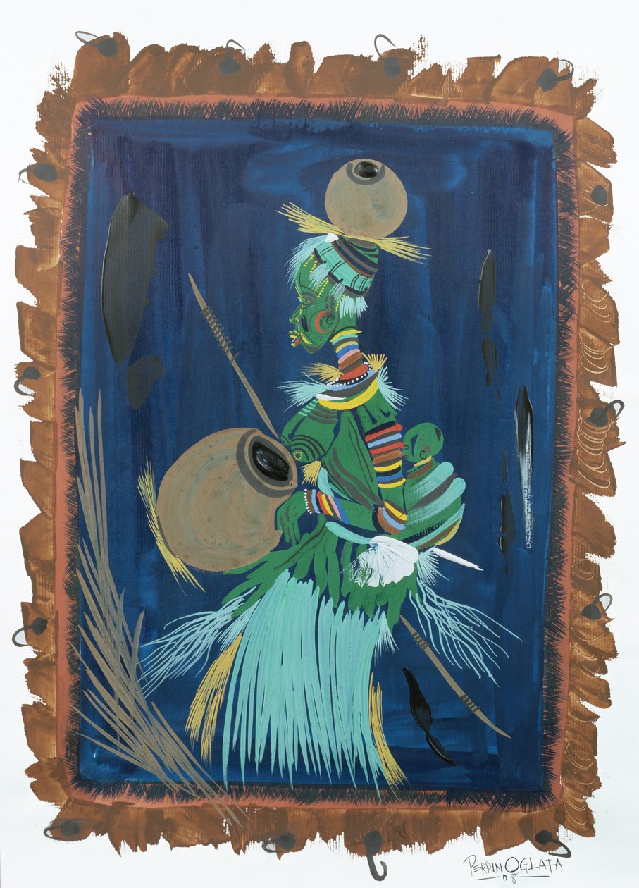 Mødrestøtte. 2008 (akryl og gouache på papir) av Oglafa Ebitari Perrin