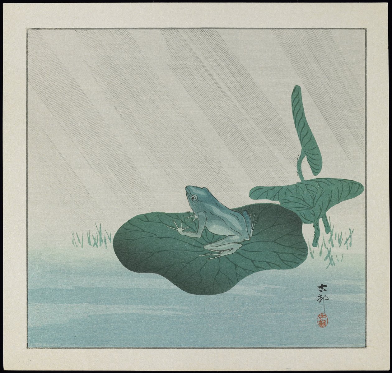 Frosk i regn, før 1912 av Ohara Koson