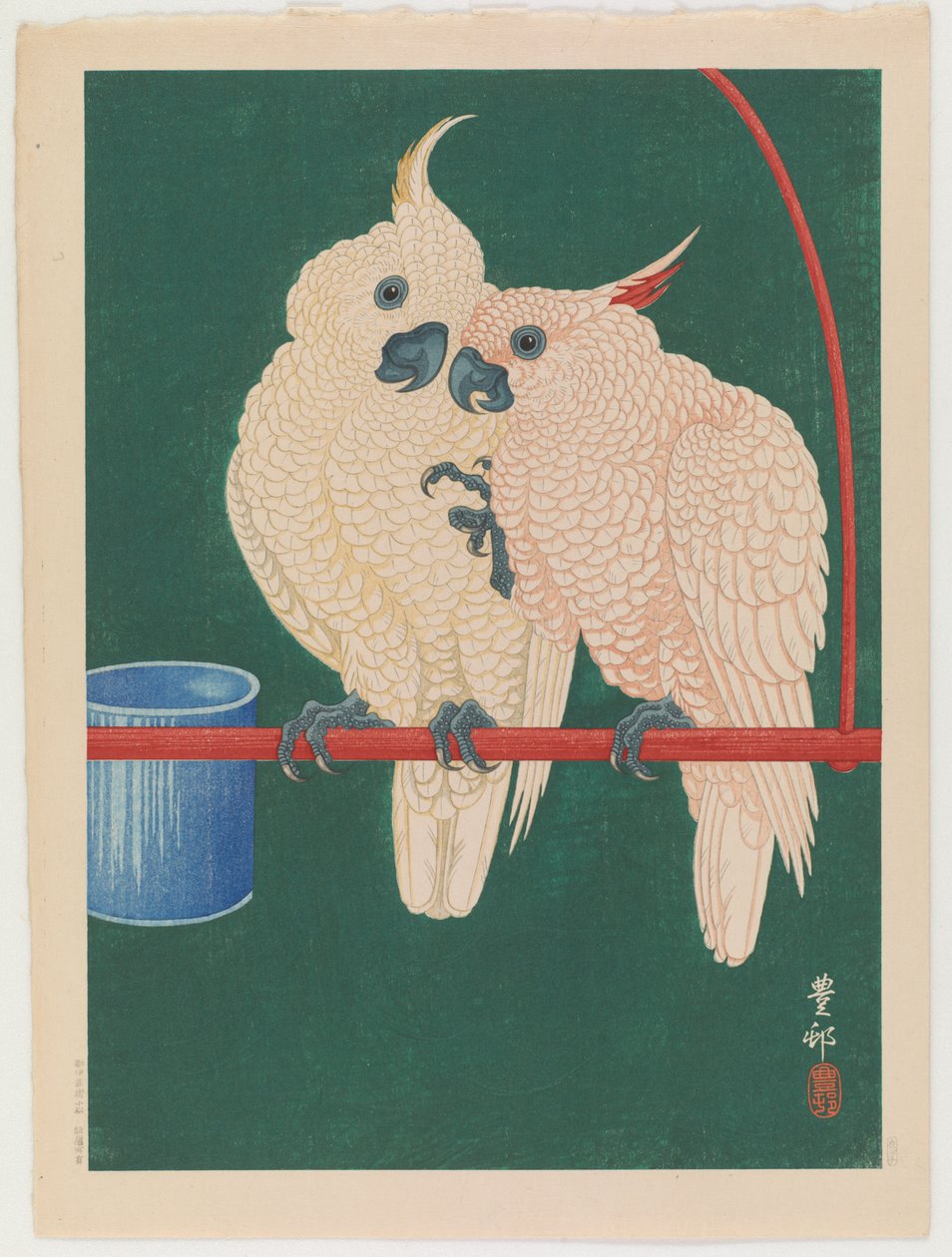 Et par hvite kakaduer, ca. 1930 (farget treblokktrykk) av Ohara Koson