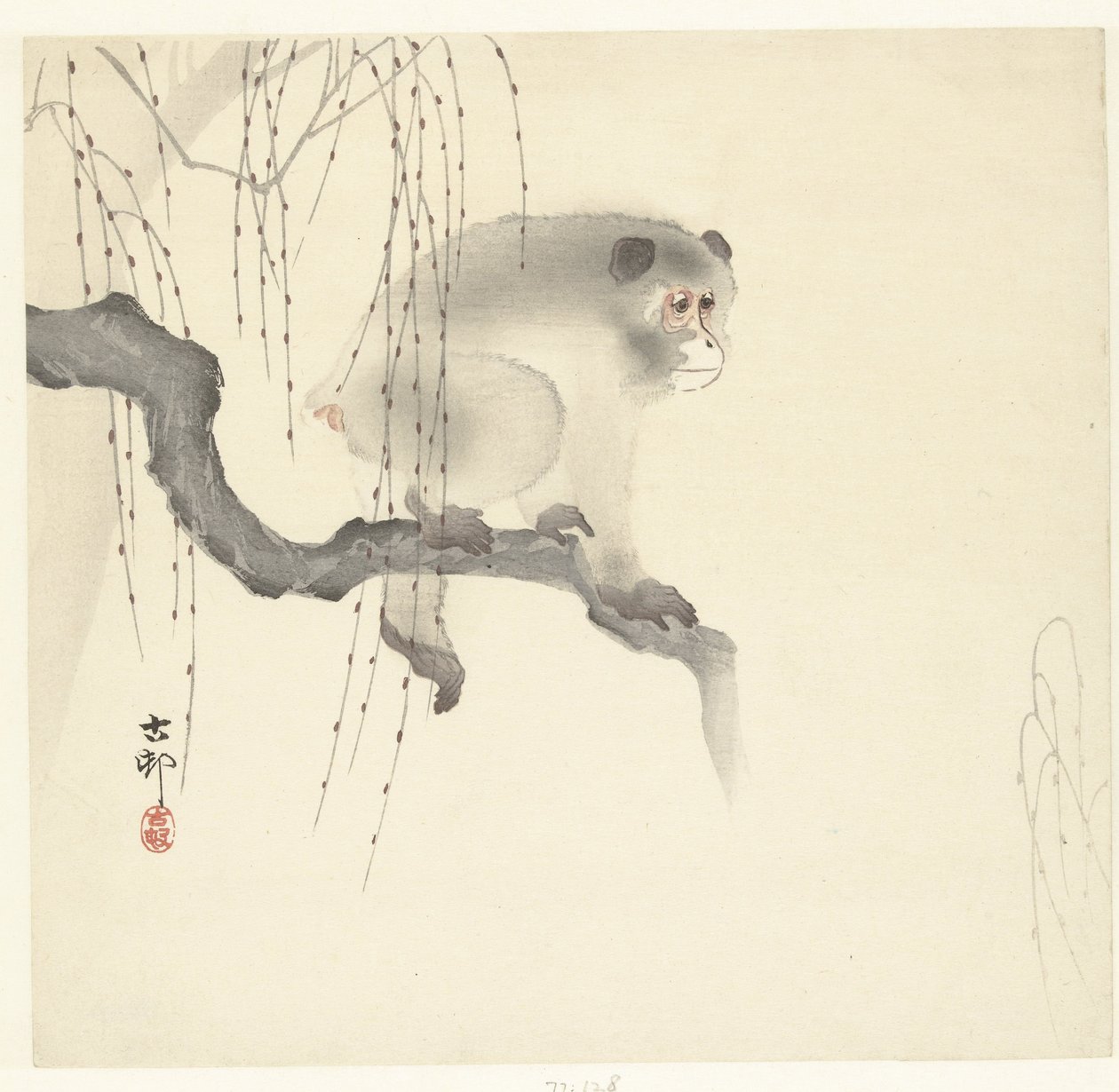Ape på tregren av Ohara Koson