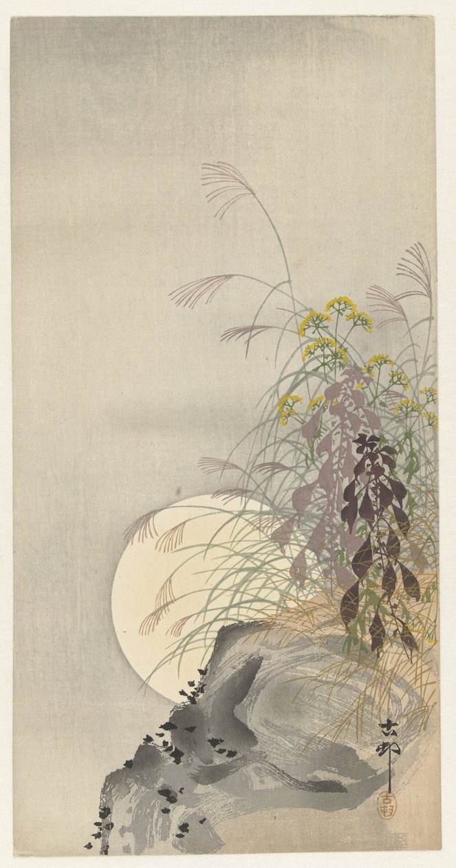 Gress ved fullmåne av Ohara Koson