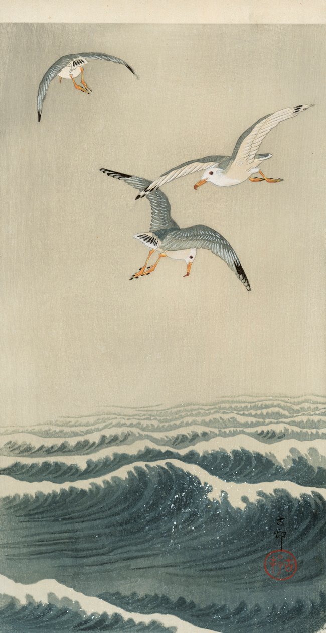 Måker til sjøs av Ohara Koson