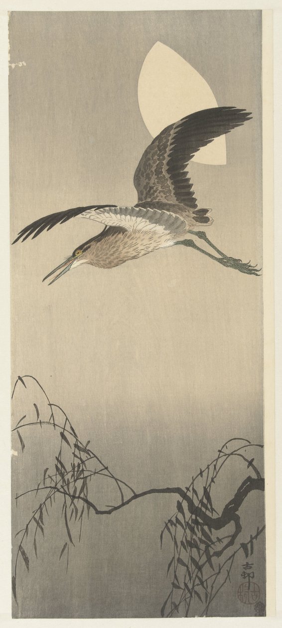 Hegre og måne av Ohara Koson