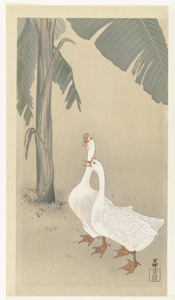 To gjess ved banantreet av Ohara Koson