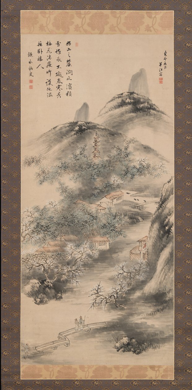 Bambus og plomme tidlig på våren, 1843. av Okada Hanko