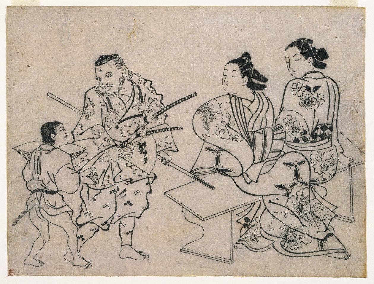 Sumizuir-e, ca. 1710 (treblokktrykk i farger) av Okumura Masanobu