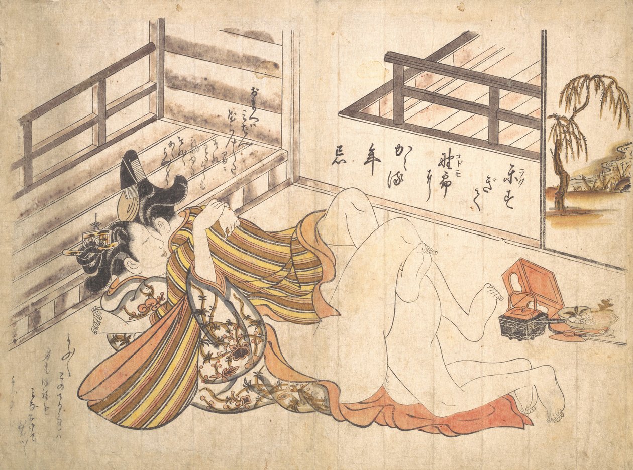 Soveromsscene, ca. 1739., ca. 1739. av Okumura Masanobu