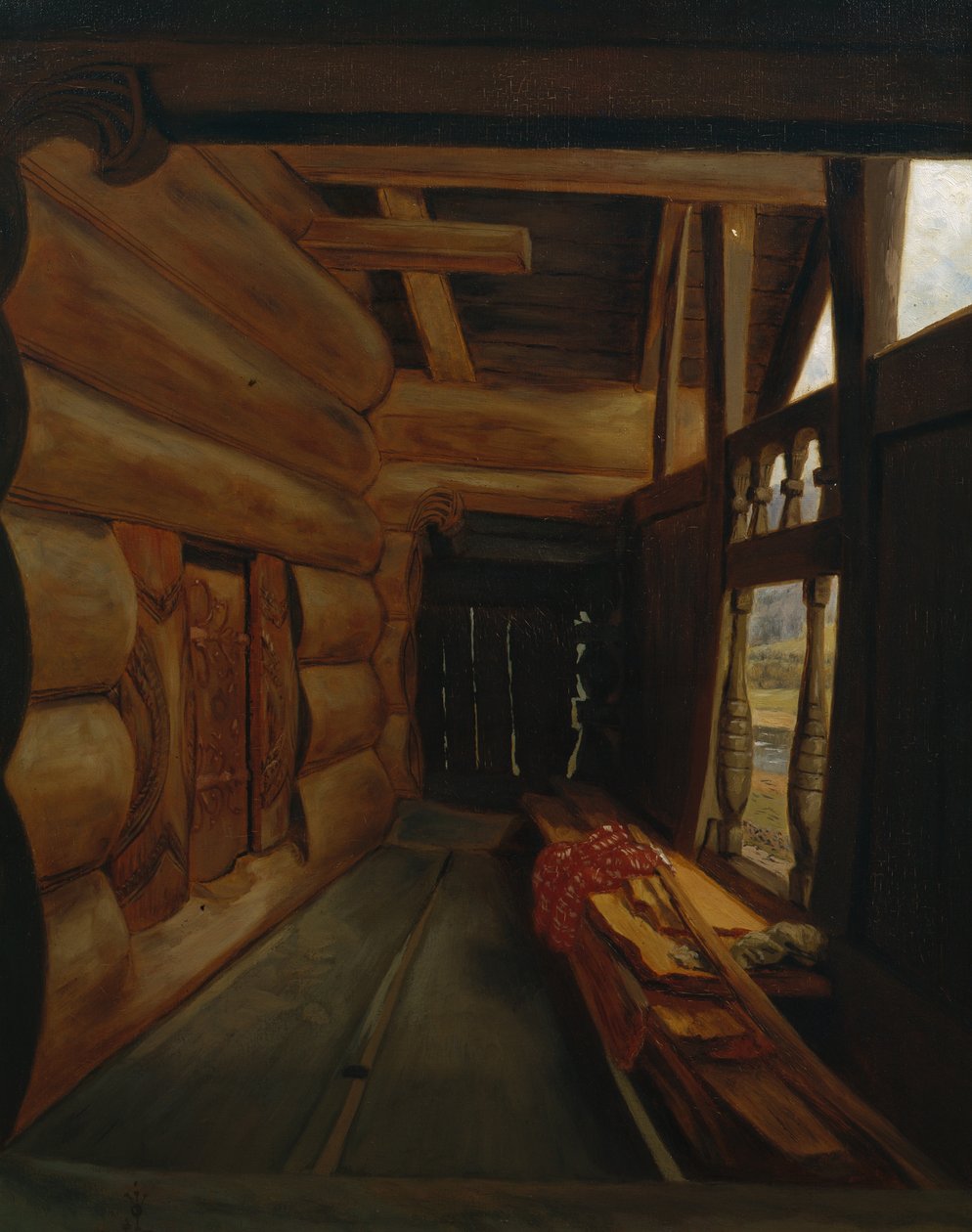 Setesdal Interiør (olje på lerret) av Olaf Isaachsen