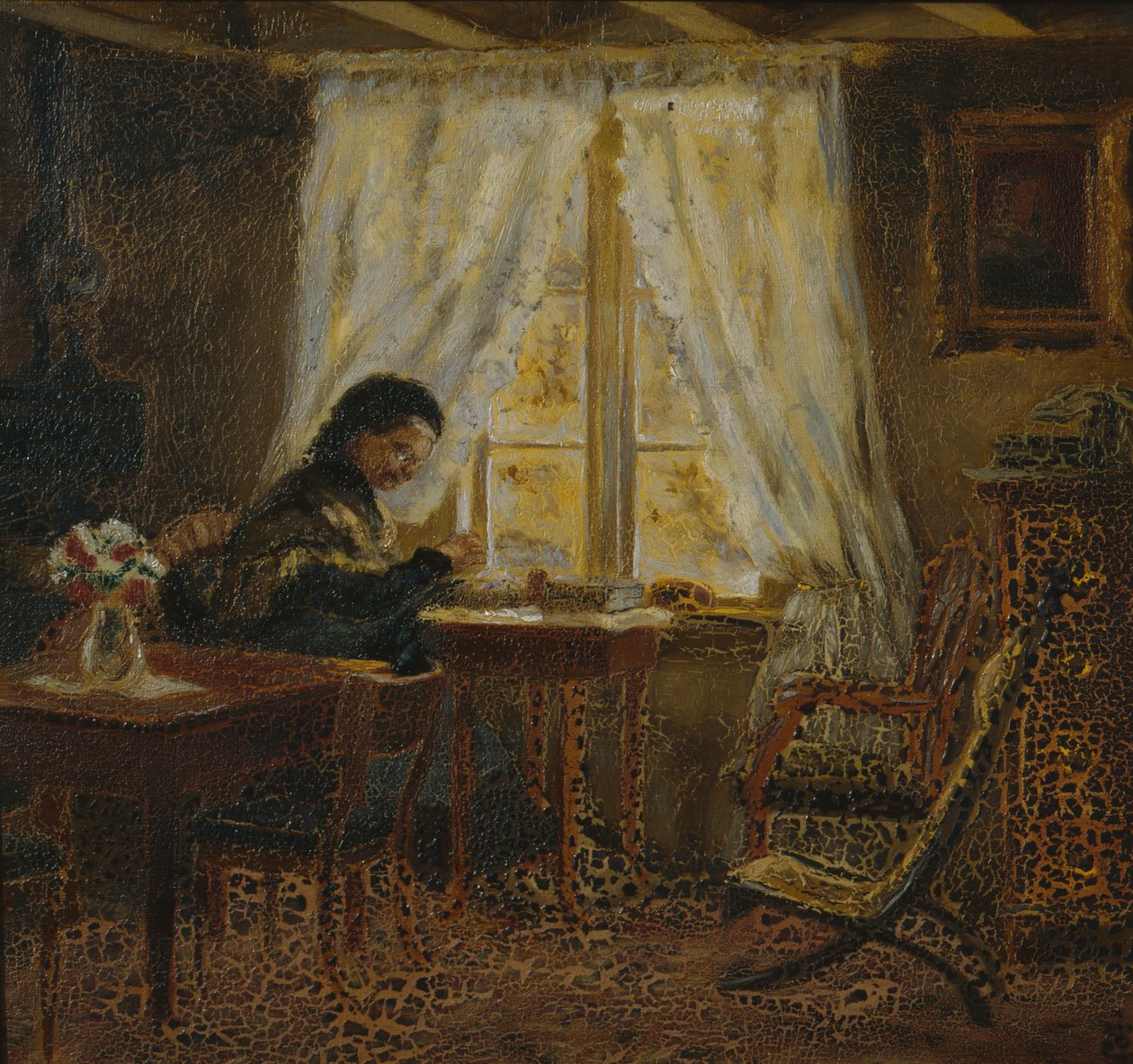 Kunstnerens mor, Holskogen (olje på lerret) av Olaf Isaachsen