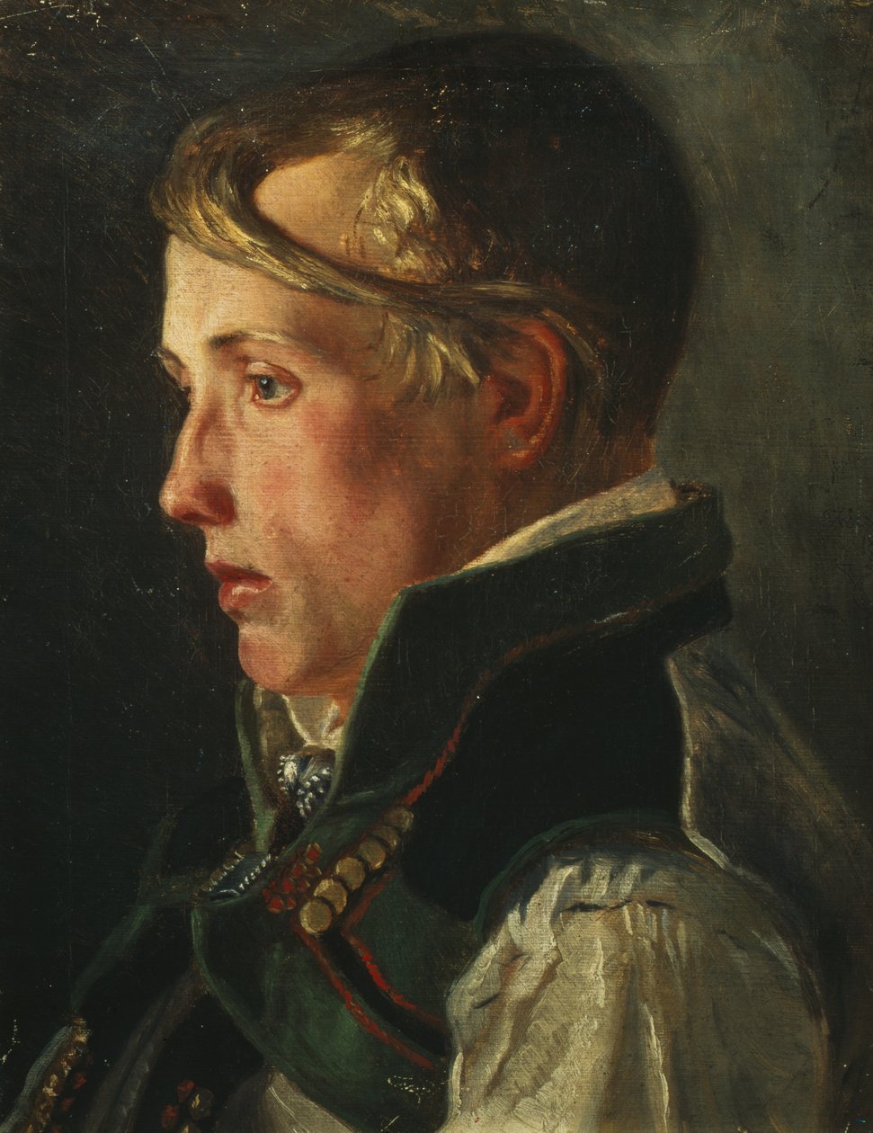 Young Boy (olje på lerret) av Olaf Isaachsen