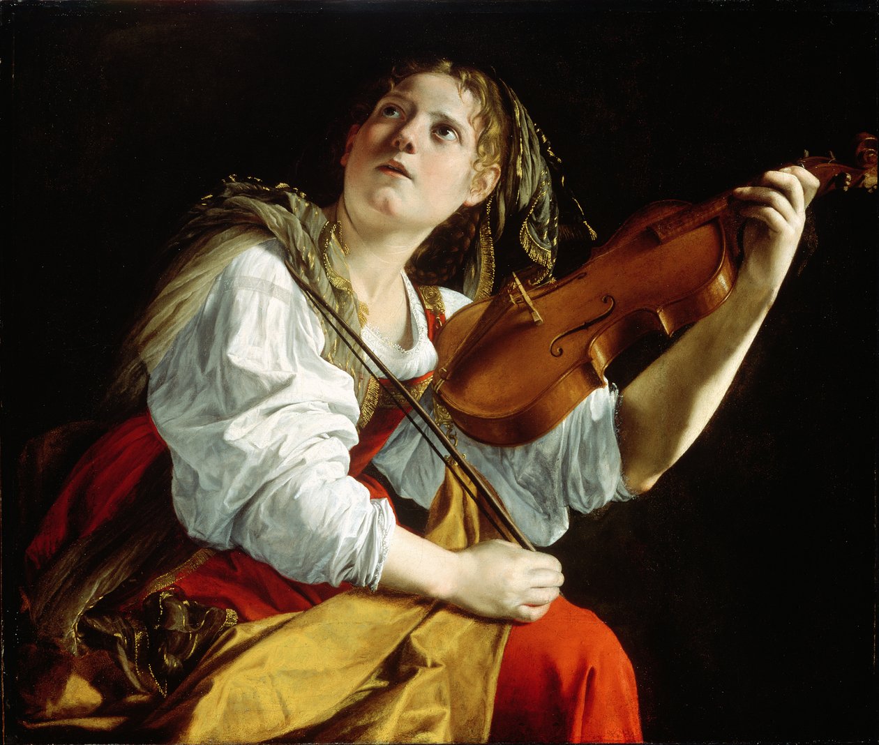 Ung kvinne med fiolin, ca. 1612 av Orazio Gentileschi