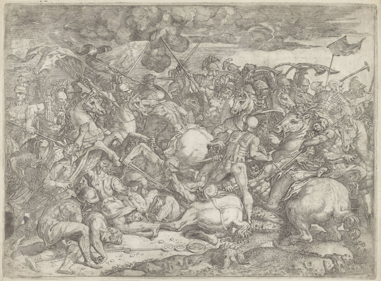 Slaget ved Milvian Bridge av Orazio Farinati (attributed to)