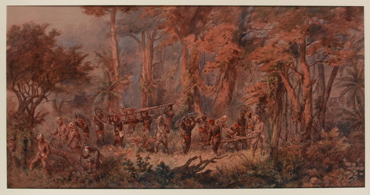 Sjøforsvarsbrigaden marsjerte inn i Mansuh ?, 1873 av Orlando Norie