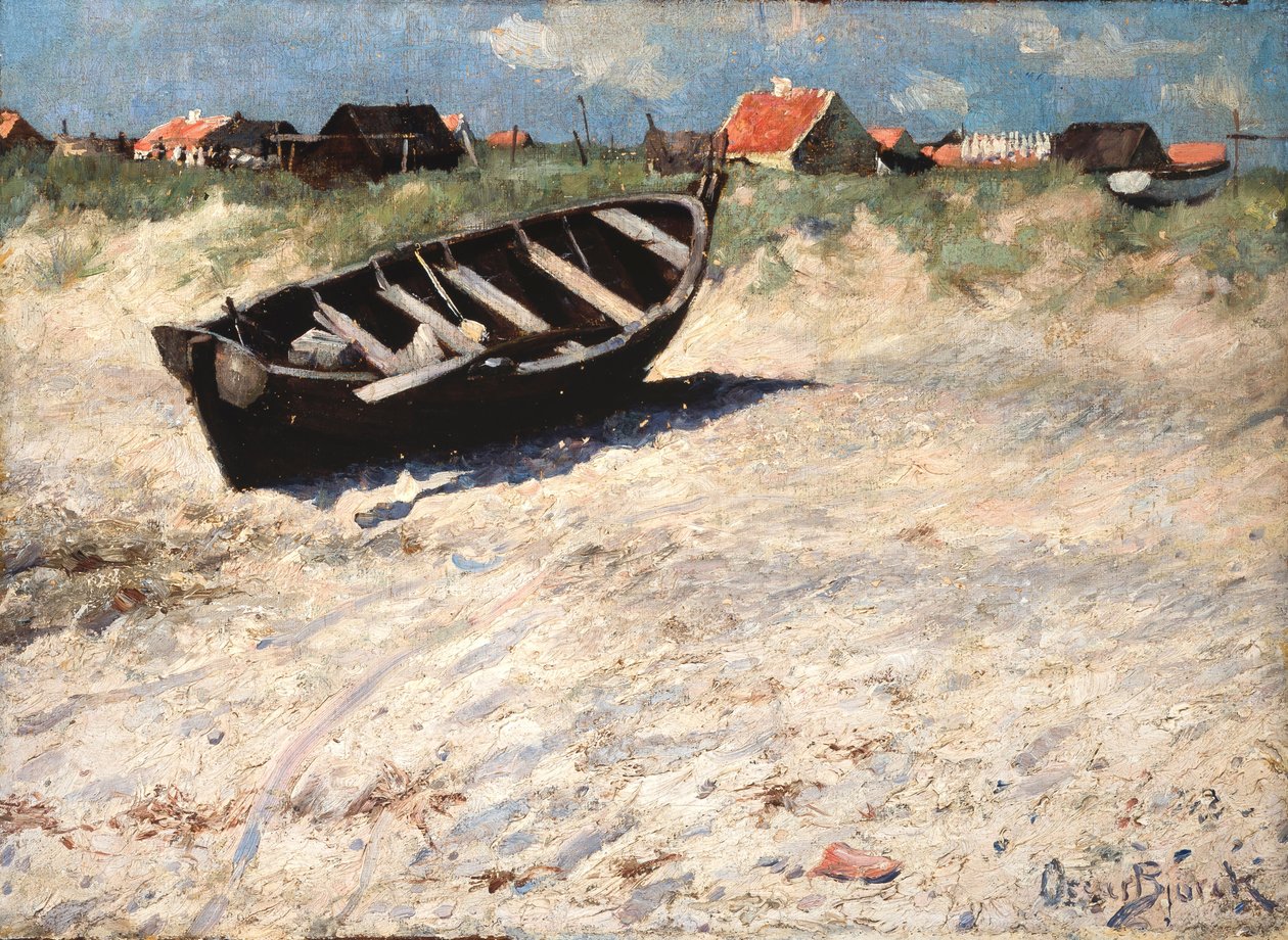 Båt ved Skagens Sørstrand av Oscar Gustaf Bjorck