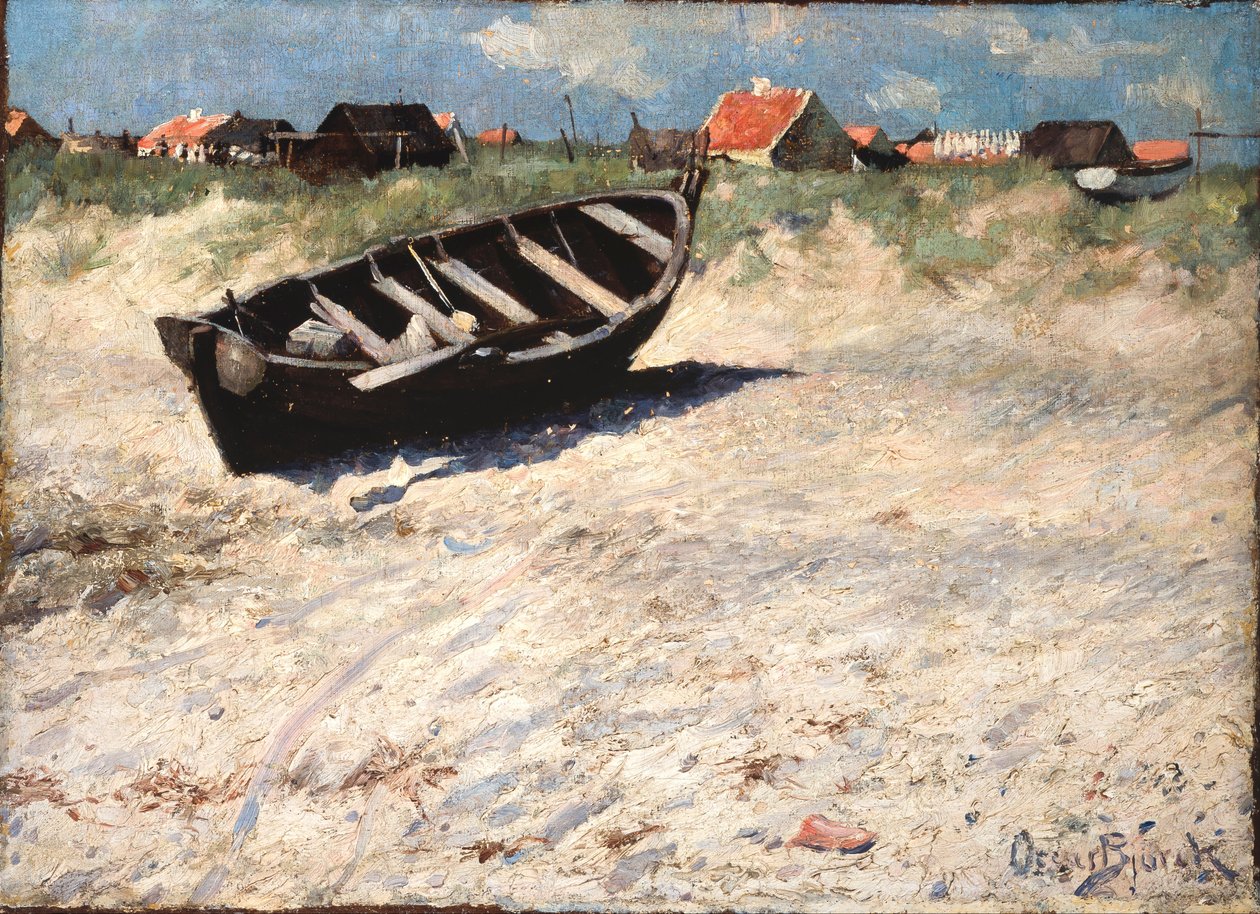 Båt ved Skagens Sørstrand av Oscar Gustaf Bjorck