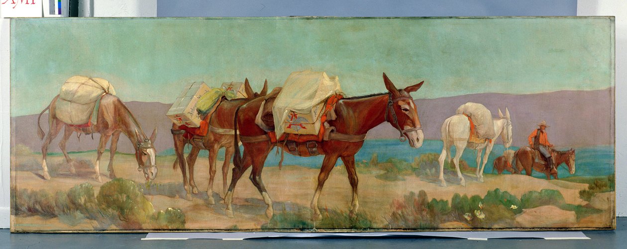 Anheuser-Busch Pack Mules (olje på lerret) av Oscar Edward Berninghaus