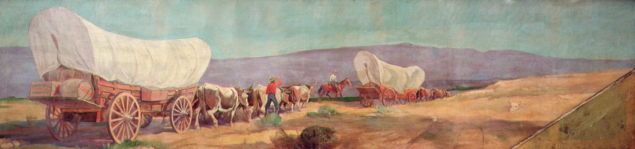 Anheuser-Busch Wagon Train (olje på lerret) av Oscar Edward Berninghaus