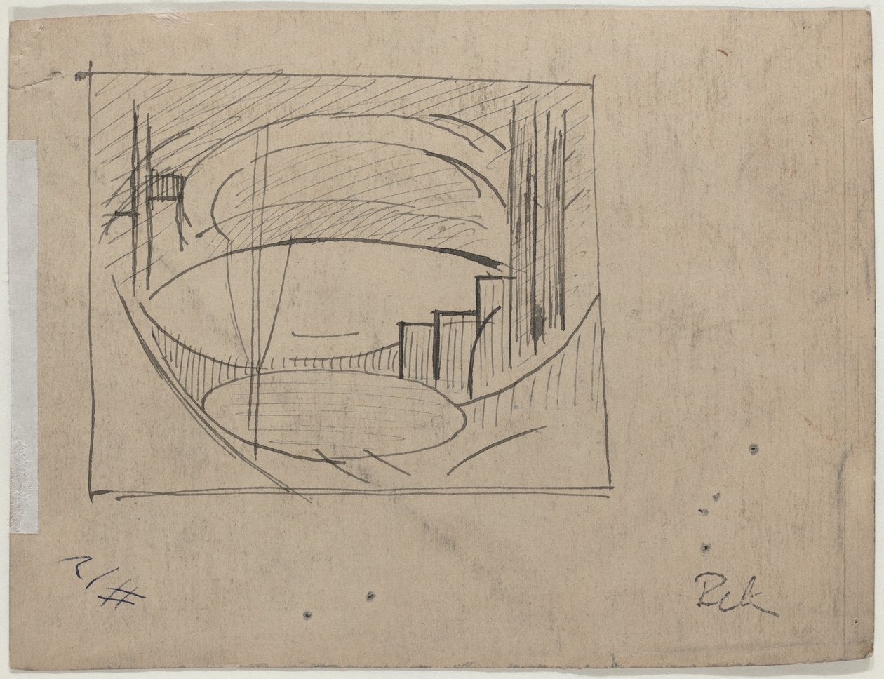 Studie for "Soho" (verso) av Oscar F. Bluemner