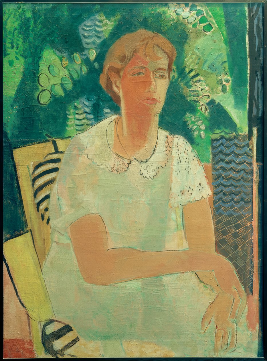 Portrett av Lita utendørs av Oskar Moll