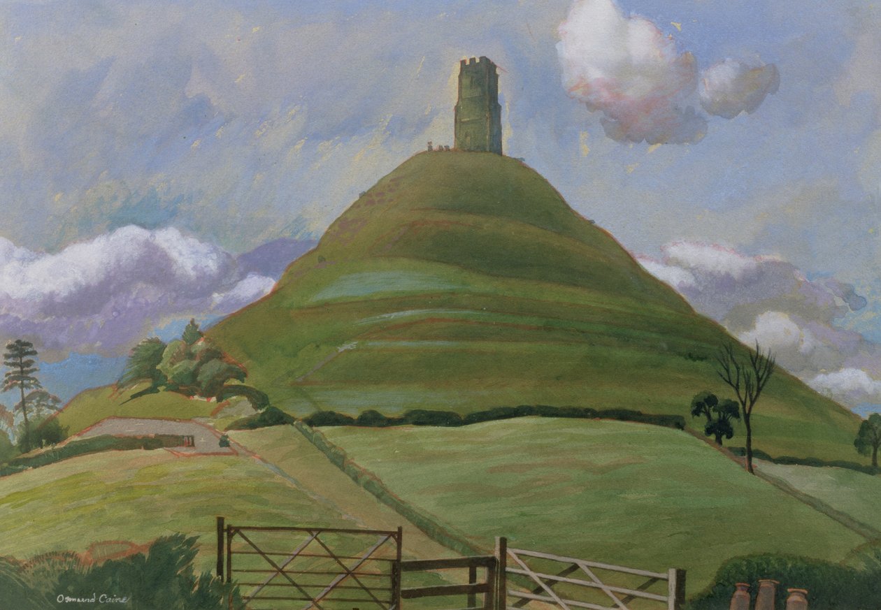 Glastonbury Tor (wc på papir) av Osmund Caine