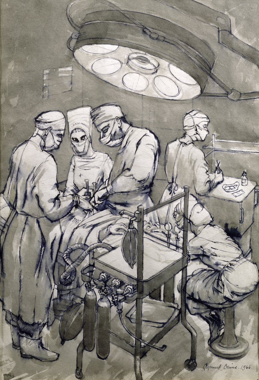 Operasjonsteatret, 1966 (wc på papir) av Osmund Caine