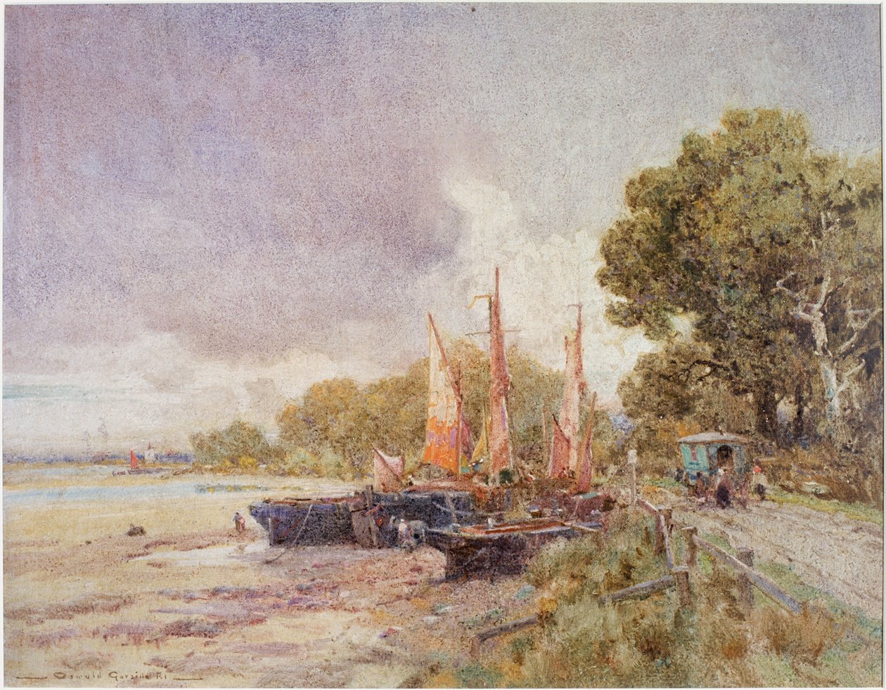 Themsen ved Barnes (blyant) av Oswald Garside