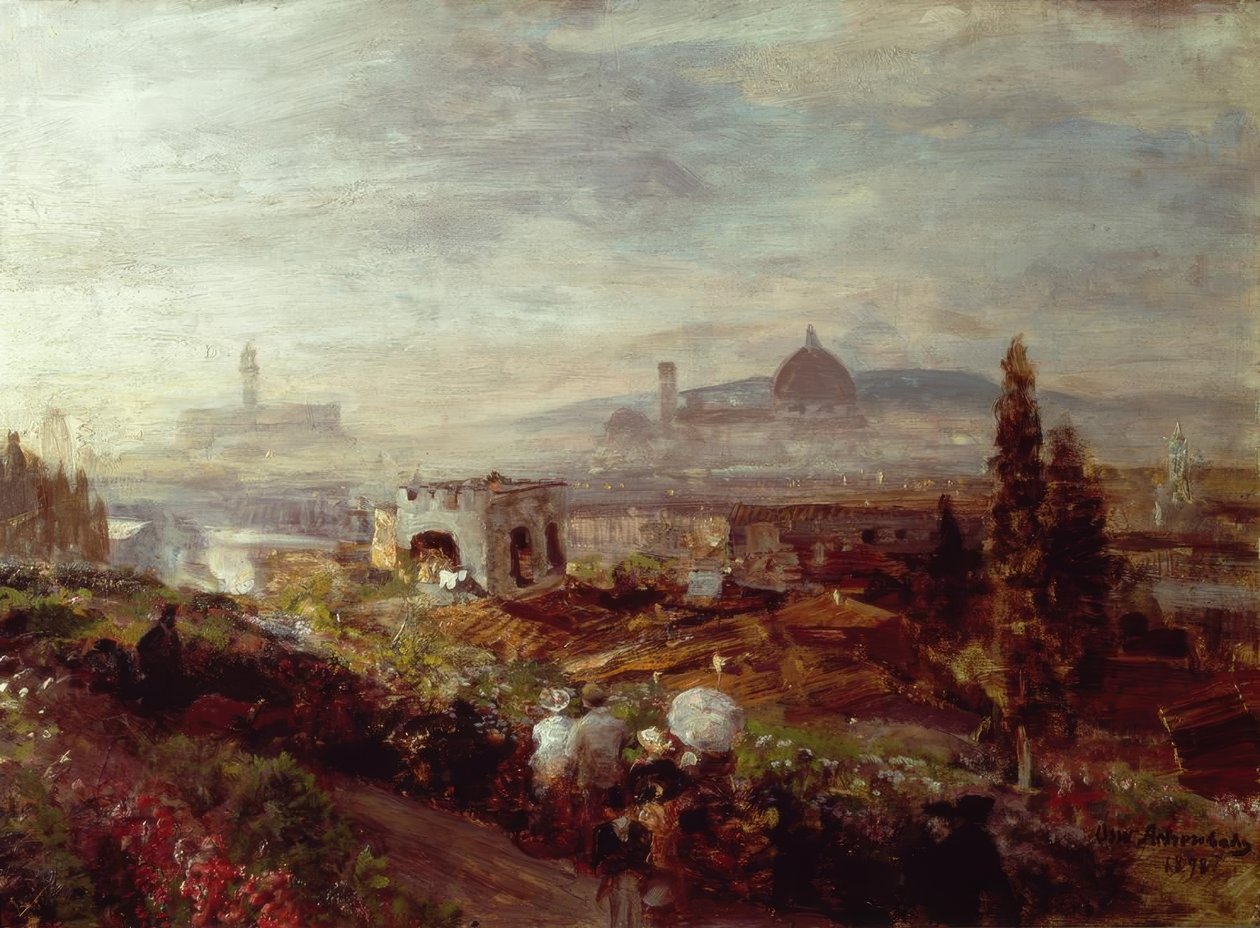 Utsikt over Firenze av Oswald Achenbach