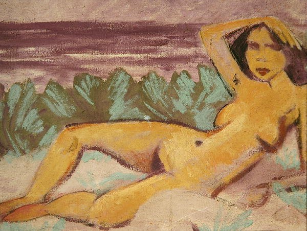 Liggende naken, ca. 1914 (se 178118 for recto) av Otto Mueller