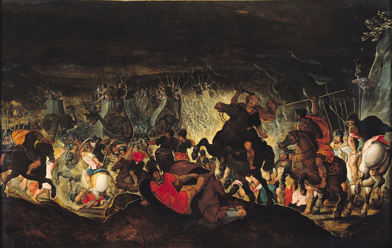 Slaget ved Zama, 202 f.Kr., ca. 1585-90 av Otto van Veen