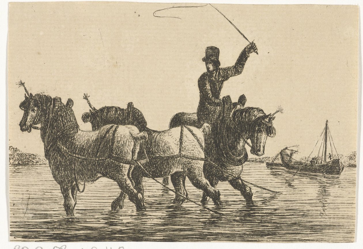 Tre trekkhester i vannet av Otto Baron Howen