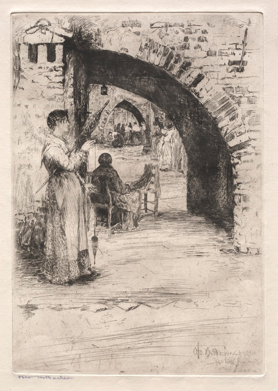 Etchings of Venice: Net Makers, 1881. av Otto H. Bacher
