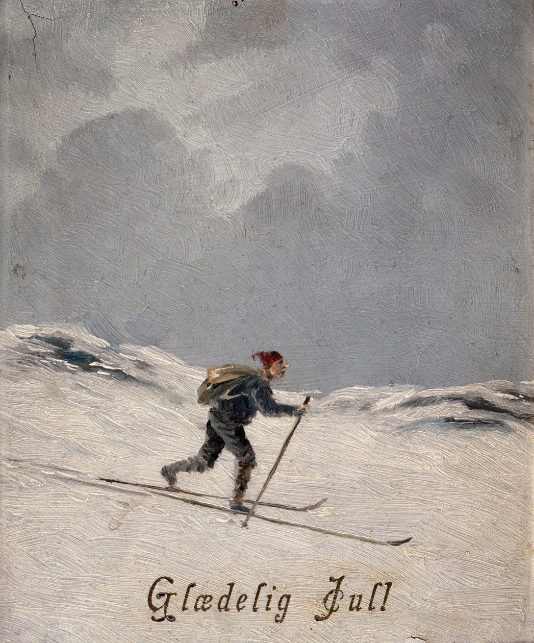 Skiløper (god jul), ca 1880 av Otto Henning