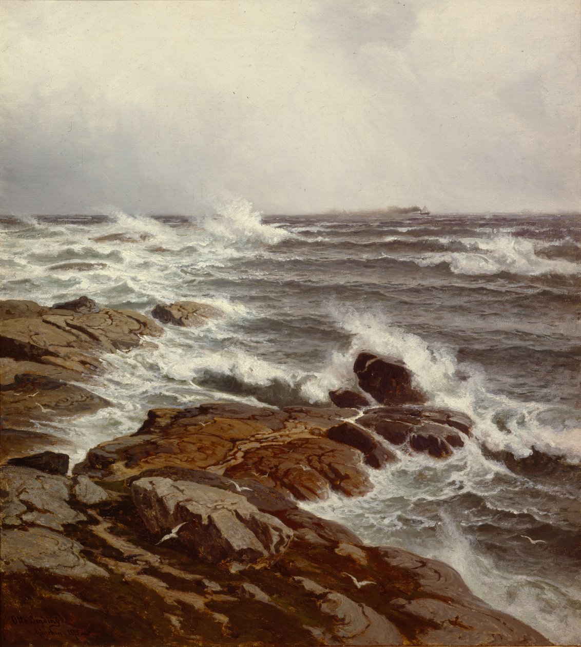 Coast Part (olje på lerret) av Otto Ludvig Sinding