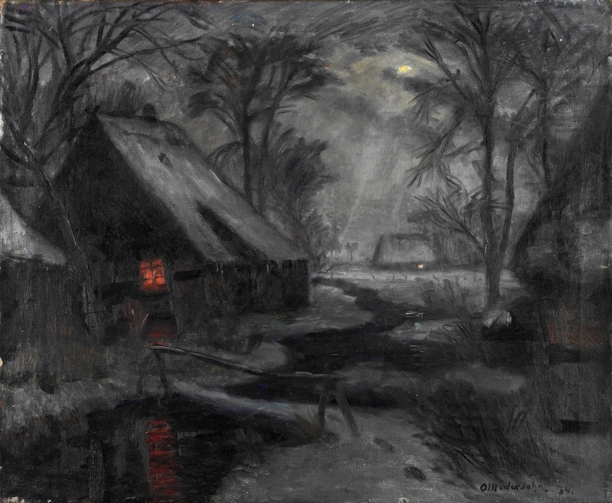 Vinterkveld i Fischerhude av Otto Modersohn