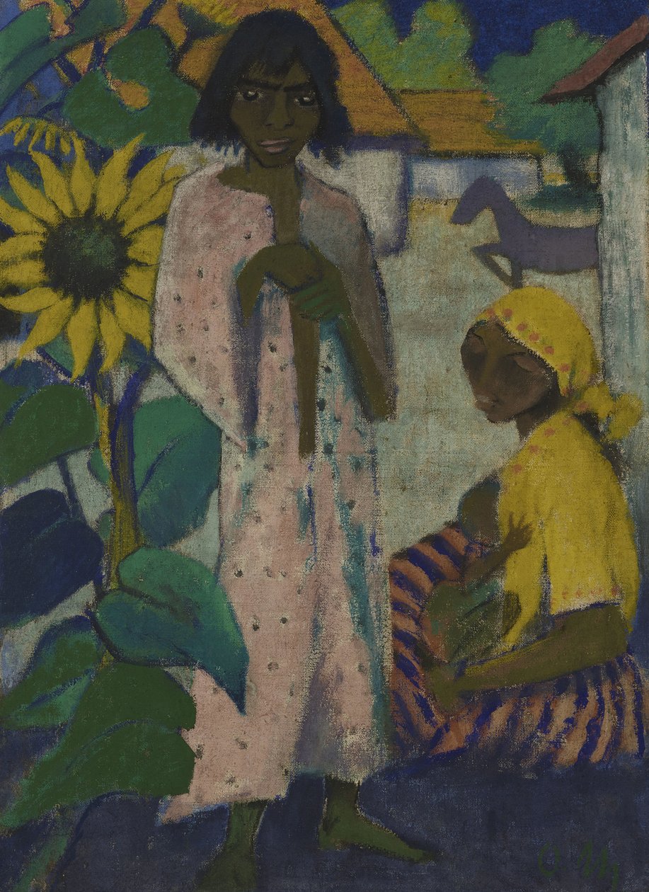 Sigøynere med solsikker, 1927. av Otto Mueller