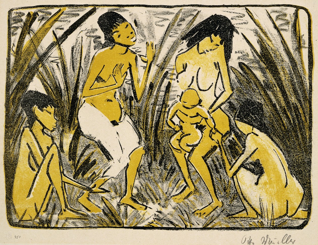 Oppdagelsen av Moses, 1920 av Otto Mueller