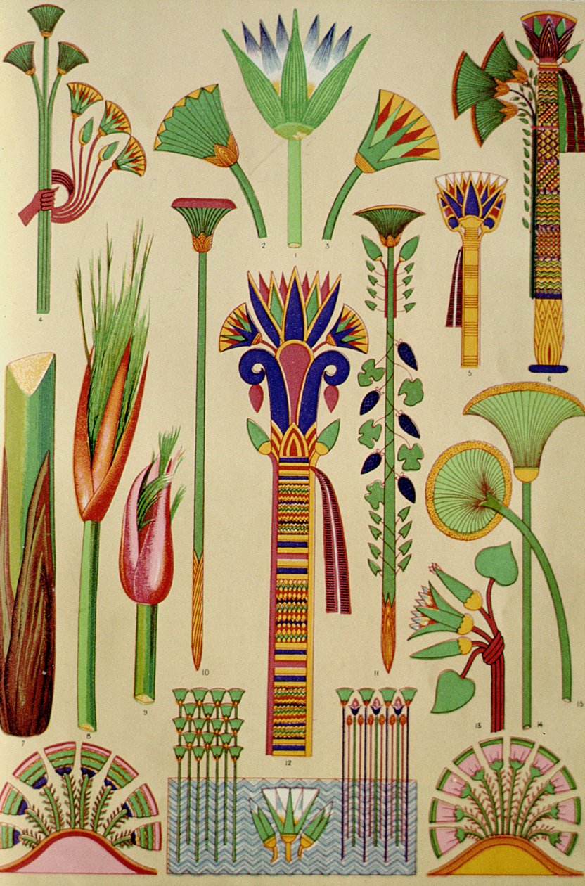 Egyptisk ornament fra 'Grammar of Ornament', 1868 av Owen Jones