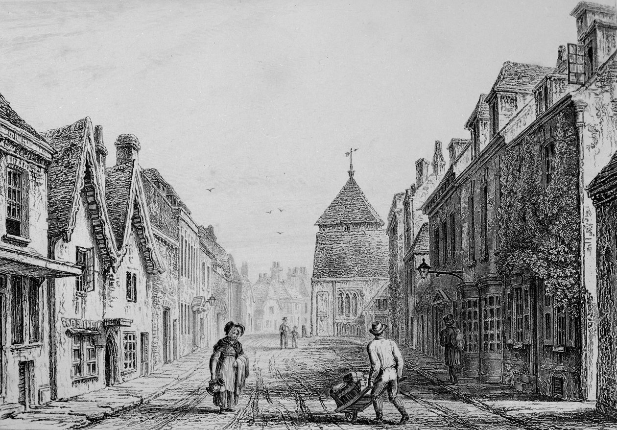 Cheesehill Street Winchester, ca. 1830 (gravering) av Owen Brown Carter