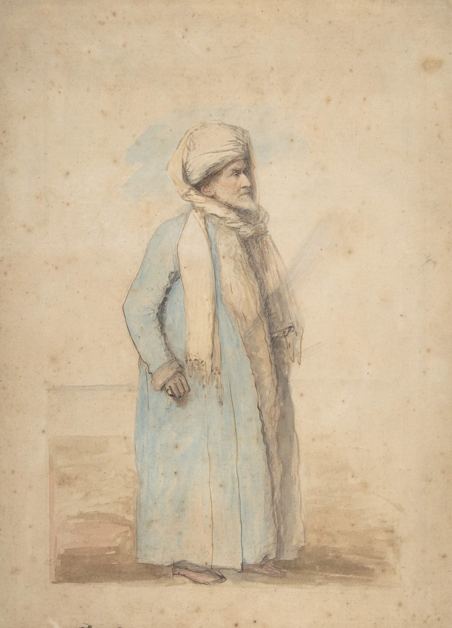 Skjegget mann i orientalsk kostyme, ca. 1780. av Ozias Humphry